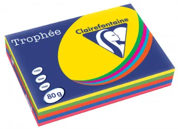 Clairefontaine 1708C, Laser-/Inkjet-utskrift, A3 (297x420 mm), 500 ark, 80 g/m², Blå, Grønn, Oransje, Rosa, Gult, 5 stykker