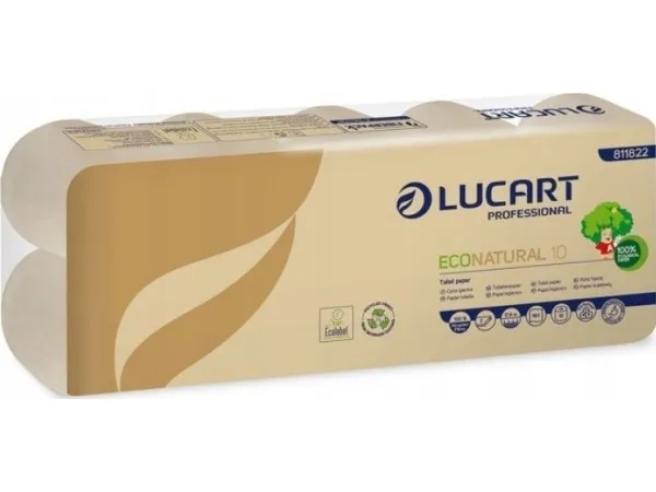 Toalettpapir Lucart EcoNatural 10 - 2-lags, cellulosefiberpakke, med 10 ruller