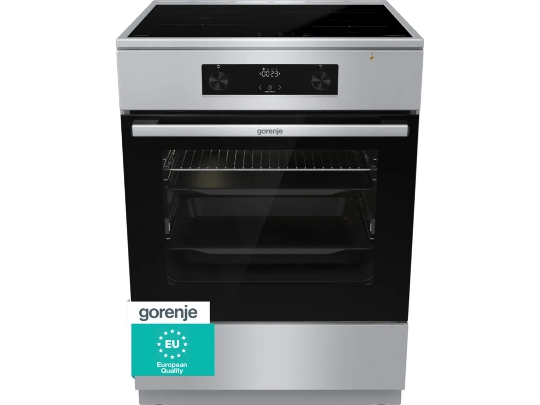 Gorenje GEIT6C60XPG, Frittstående komfyr, Rustfritt stål, Berøringskontroll, Rustfritt stål, Rustfritt stål, Toppen foran