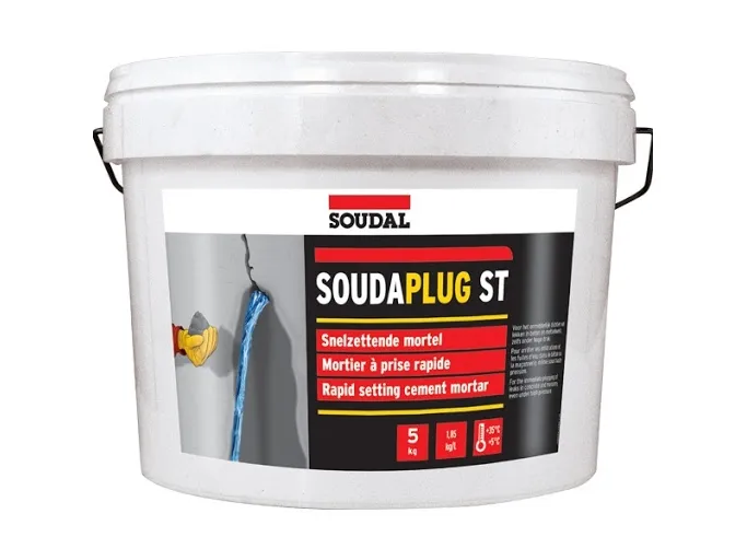 Soudaplug lynmørtel 1kg. Hurtigthærdende cement for øjeblikkelig lukning af utætheder i beton og murværk