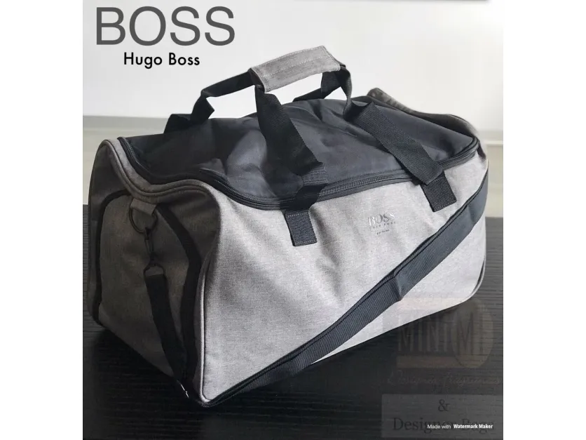 Hugo Boss sportsbag i polyester, grå, for menn