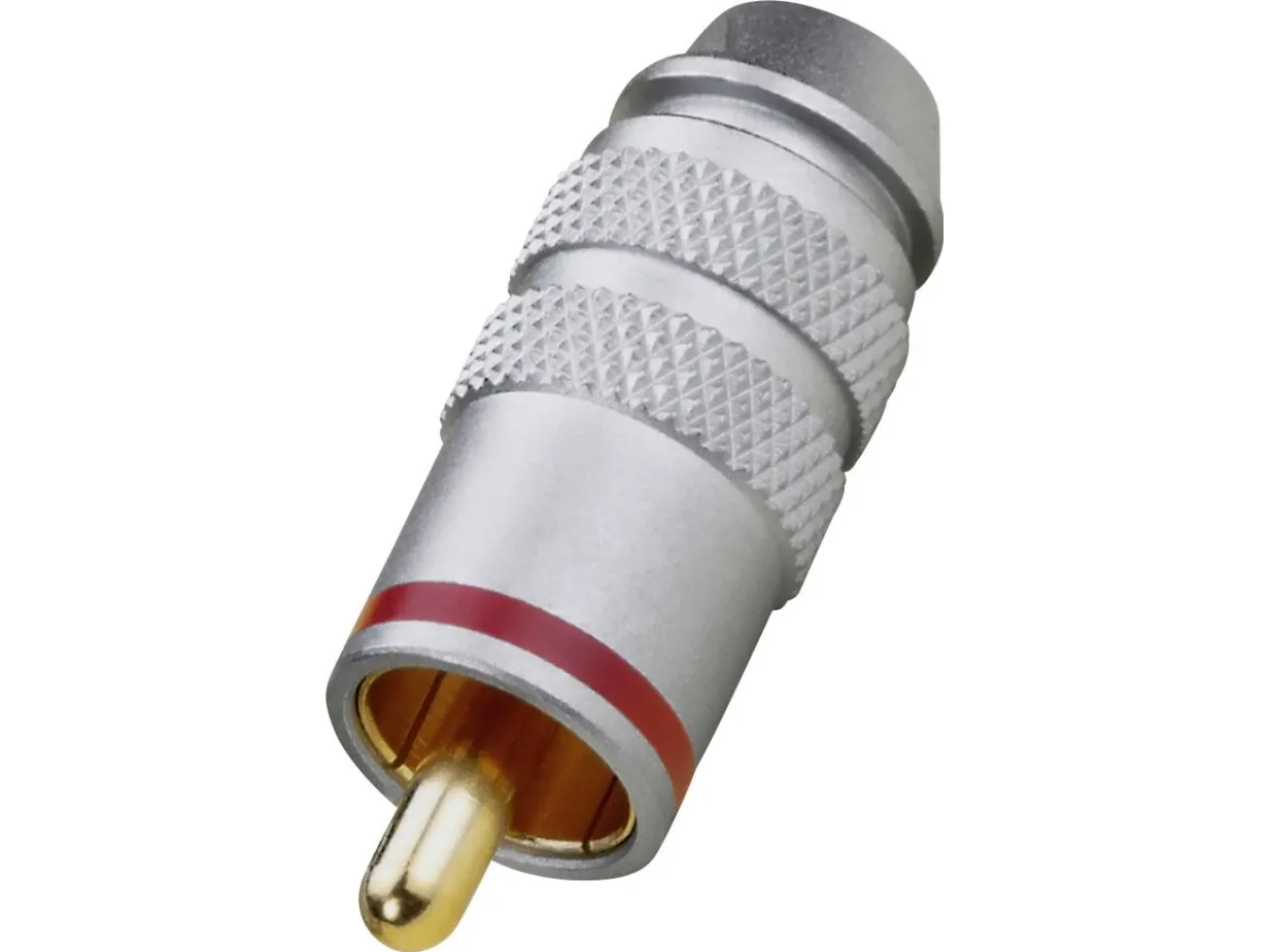 Monacor T-711G/RT, RCA plug, Gull, Metallisk, Rød, Metall, Gull