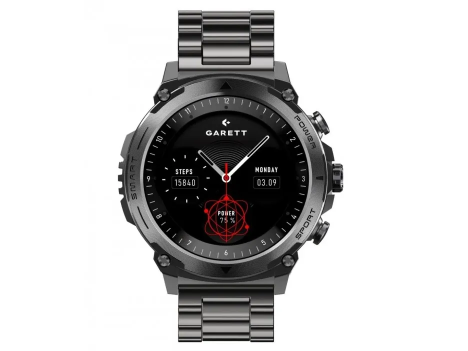Garett Atom smartwatch i sort rustfritt stål