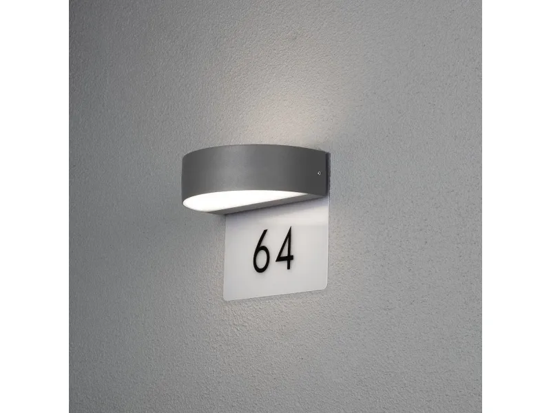 Konstsmide Monza -seinävalaisin, numerovalo, LED, antrasiitti