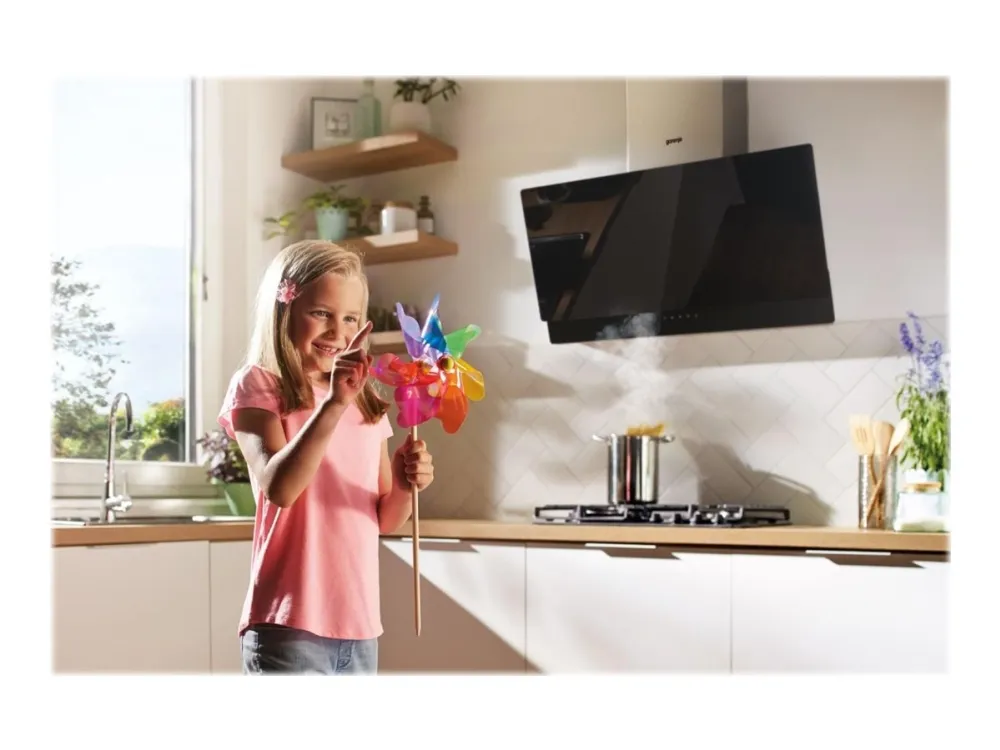 Gorenje Essential WHI949EXBG - Panser - skorsteinvinklet - bredde: 90 cm - dybde: 33.5 cm - ekstraksjon og resirkulasjon (-) - med intern motor - rustfritt stål / sølv