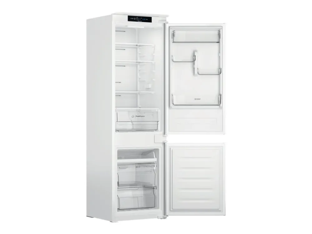 Indesit INC18 T311 - Kjøleskap/fryser - bunnfryser - innebygd - fordypning - bredde: 56 cm - dybde: 55 cm - høyde: 177.6 cm - 250 liter - Klasse F - hvit