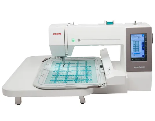 Janome Memory Craft 550E, Hvit, Automatisk symaskin, Sying, LCD, Berøringskontroll, USB