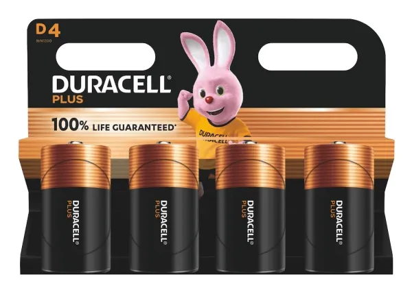 Duracell 142039, Engangsbatteri, D, Alkalinsk, 4 stykker, Hengende boks, Sylindriske