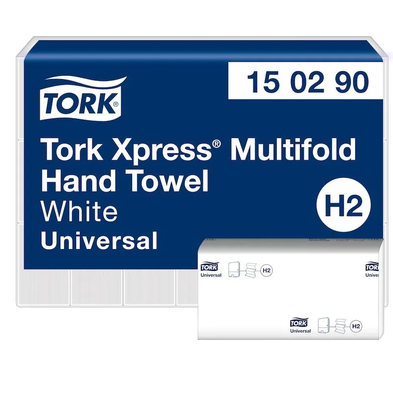Tork Xpress H2 Multifold 2-lags håndtørk, hvite, 100 % resirkulert - (21 pakker x 226 stk./kartong)