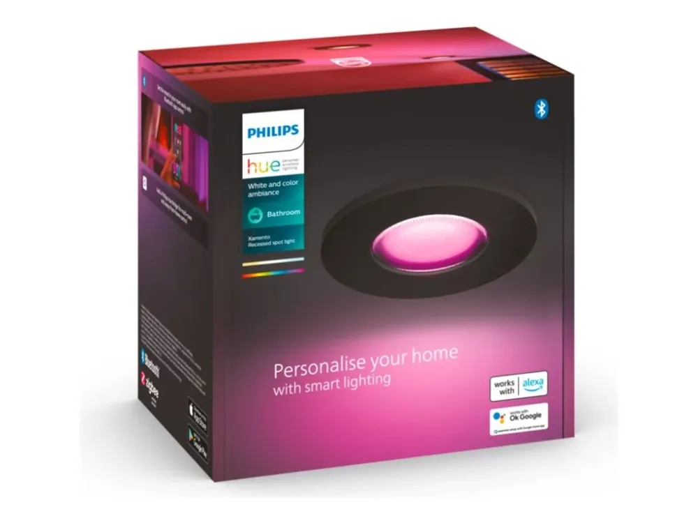 Philips Hue White and Color Ambiance Xamento - Forenket søkelys - LED-pære for søkelys - GU10 - 5.7 W - 2000-6500 K - svart - for Hue Bridge, Bridge 2.0