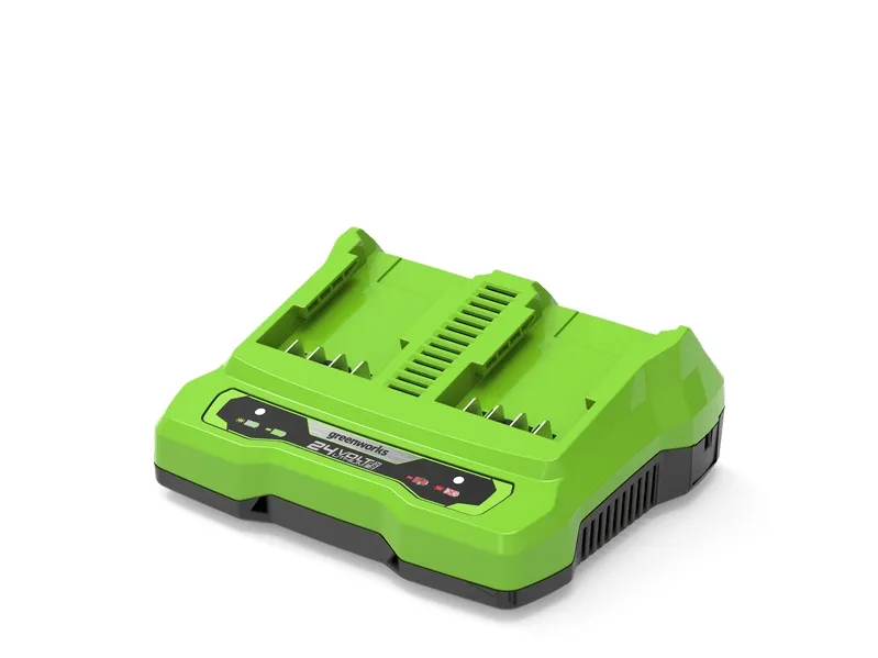 Greenworks 24V adowarka 2A dual slot G24X2UC2 - 2931907, Batterilader, Greenworks, Grøn, Vekselstrøm, Lithium-Ion (Li-Ion), 24 V