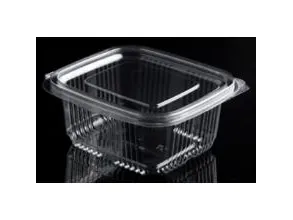 Plastbæger Catersource 375 ml 85x97x53 mm firkantet hængslet låg RPET Klar,100 stk/ps - (100 stk.)