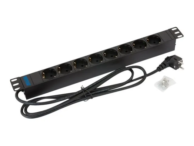 Triton RAB-PD-X02-A1 - Strømfordelingslist (kan monteres i rack) - AC 230 V - inngang: DIN - utgangskontakter: 8 - 1U - 19 - 2 m kabel - RAL 9005