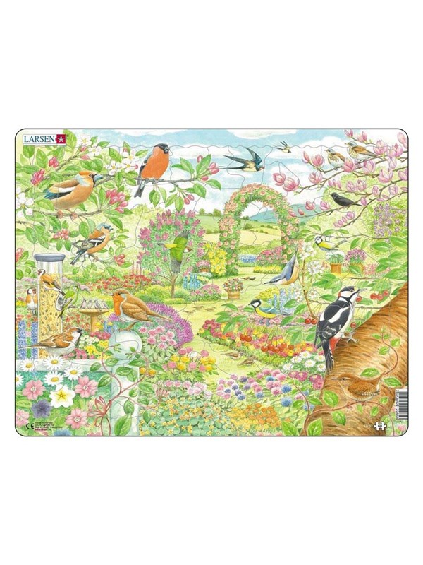 Larsen Puzzles Puzzle birds and flowers in the garden - 60 pieces Maxi (36.5x28.5 cm) Gulv