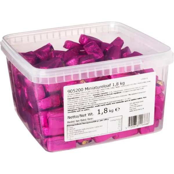 Anthon Berg miniatyrmarsipanbrød 190 biter i plastbøtte