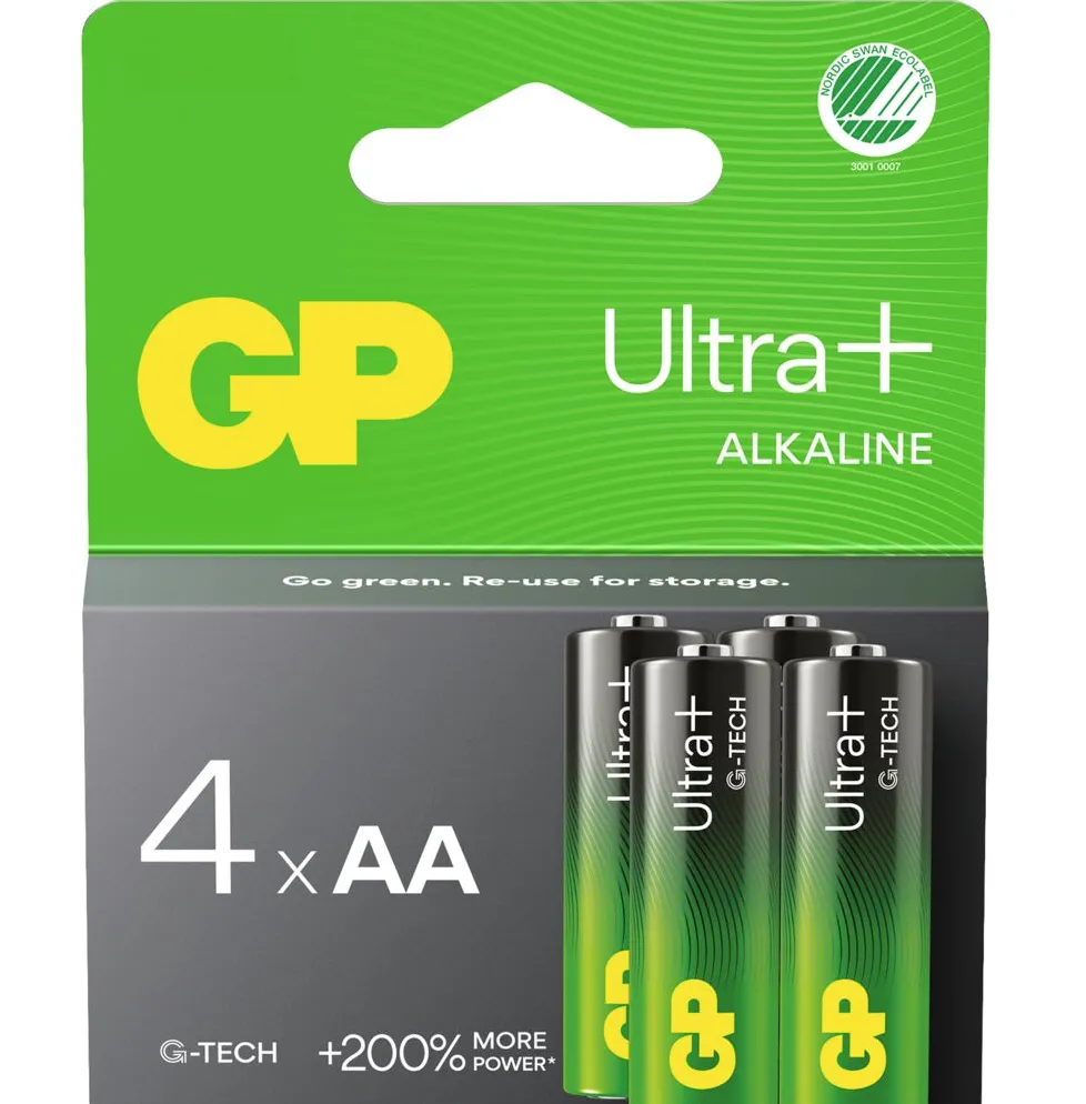 GP Ultra Plus Alkaline AA-batteri 15AUP/LR6 4-pak