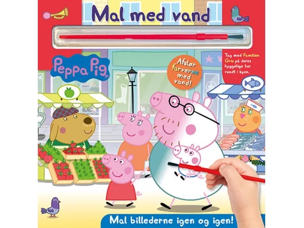 Peppa Pig – Mal med vann – Gurli Gris (bok med pensel – fargelegg igjen og igjen)