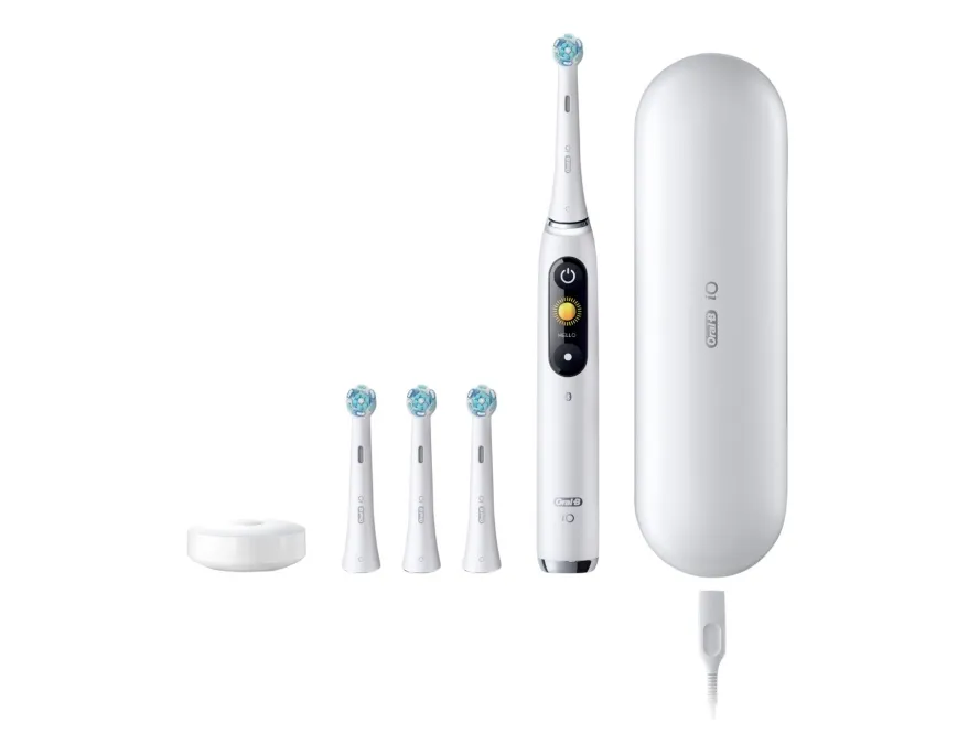 Oral-B iO Series9, Voksen, Oscillerende Tannbørste, Daglig stell, Gum omsorg, Intense, Sensitiv / Myk, Super sensitive, Tongue care, Whitening, Hvit, 2 min, Hvit