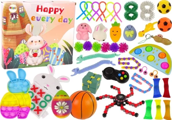 LeanToys påskefidget leketøyssett Pop It Squishy antistress 42 deler