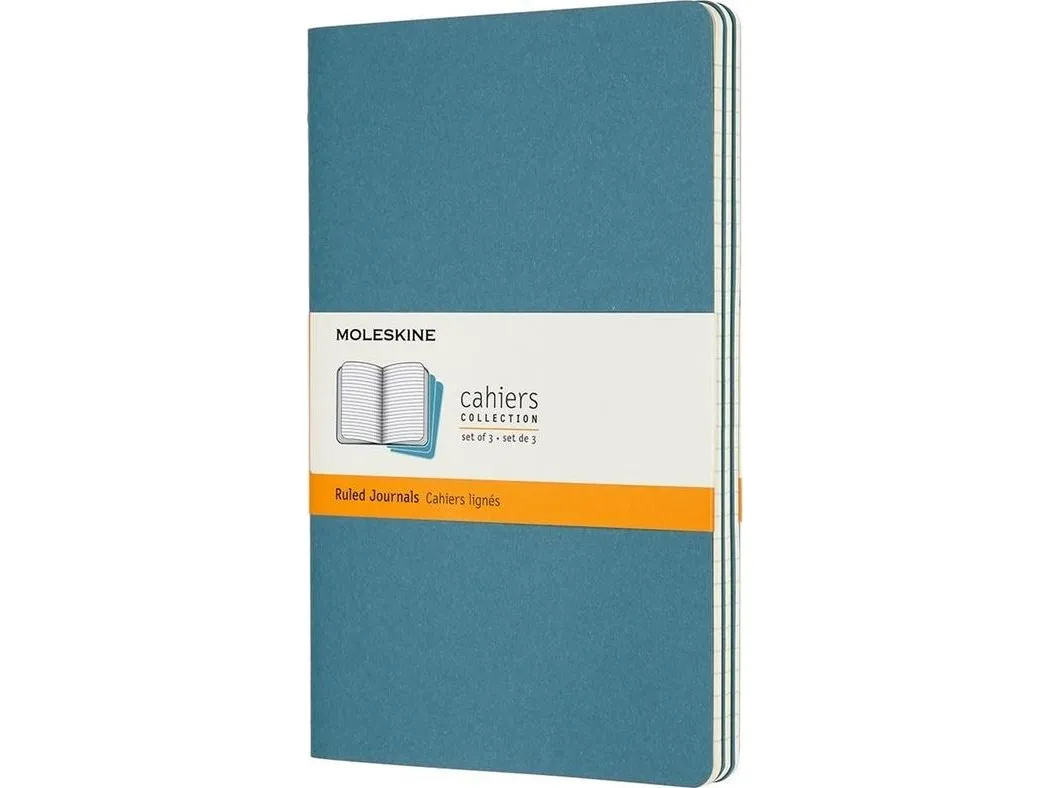 Cahier Journal Linjeret Large Brisk Blue 3-Pak