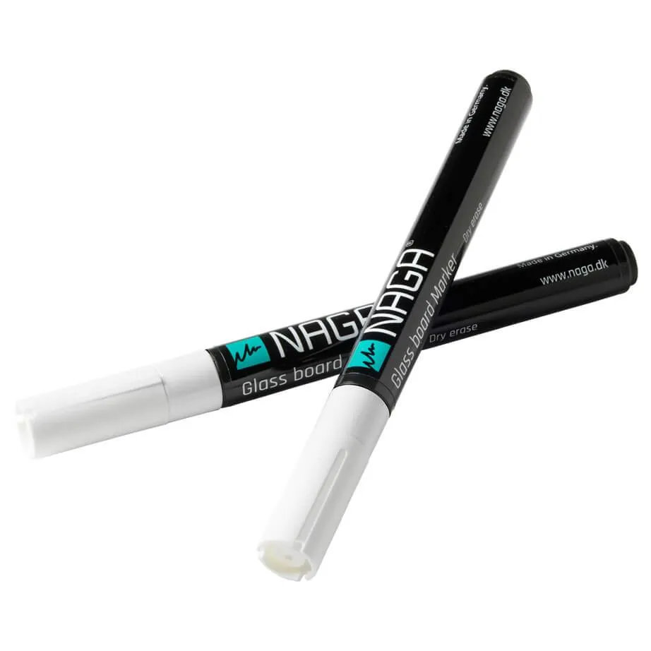 Chalkmarker NAGA hvid 2 mm - til glastavler - (2 stk.)