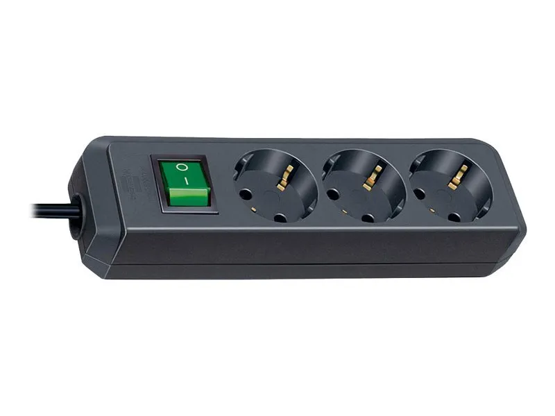 brennenstuhl Eco-Line - Flerkoplingslist - utgangskontakter: 3 - 1.5 m kabel - svart