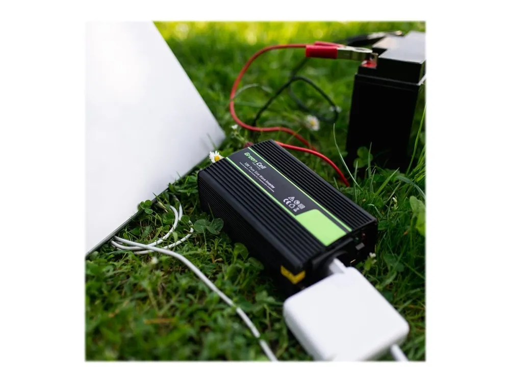 Green Cell - DC til AC-omformer - DC 12 V - 2000 Watt - utgangskontakter: 2 - svart