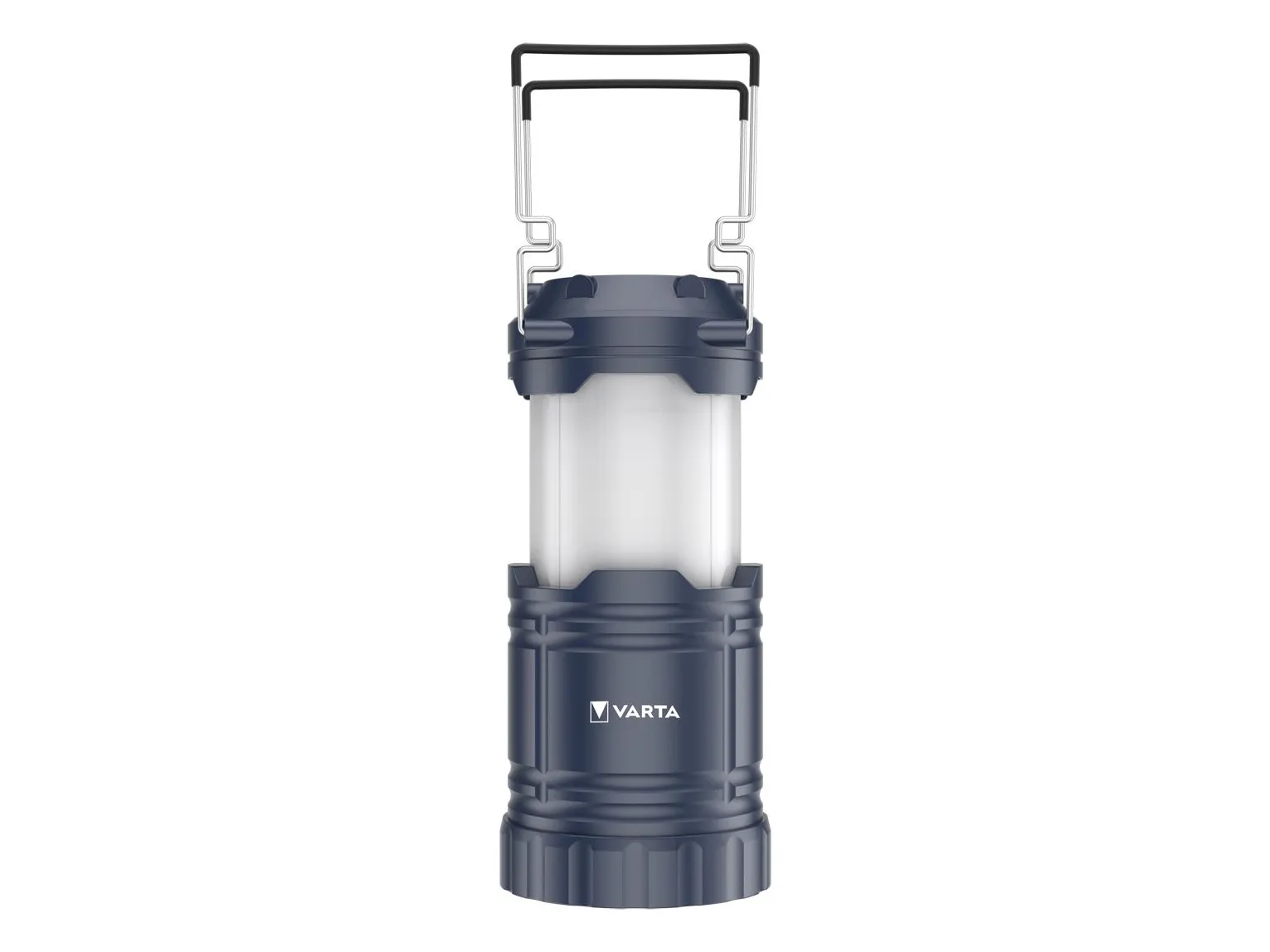 Varta 15673 101 111, Batteridrevet campinglykt, Svart, Akrylonitril-butadien-styren (ABS), Høy slagkraft polystyren (HIPS), Silikon, Hengeløkke, 150 lm, LED