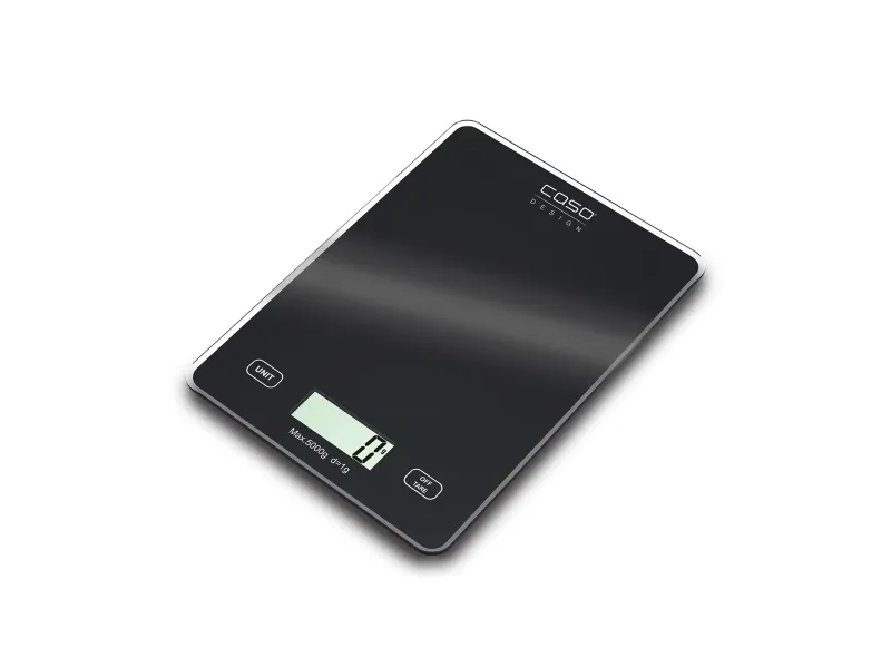 Caso Slim, Elektronisk kjøkkenvekt, 5 kg, 1 g, Sort, Glass, Rektangel