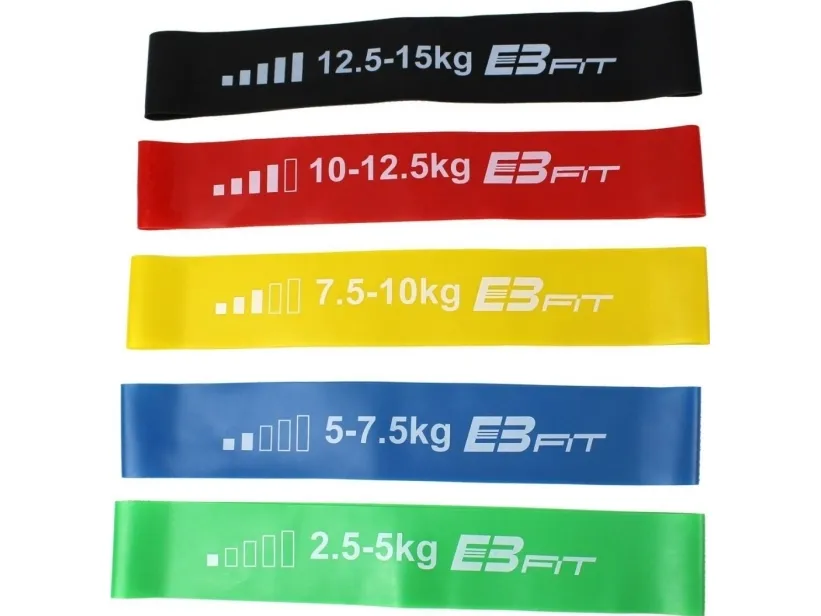 Eb Fit mini minibånd med ulike motstandsnivåer, fargerikt sett 5 stk.