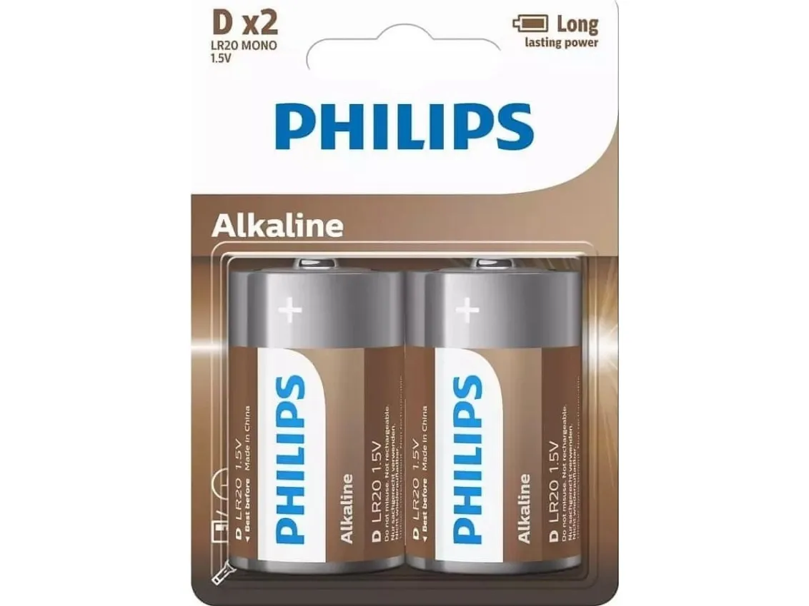 PHILIPS batteri tech alkaline D 2-pak - 2110058