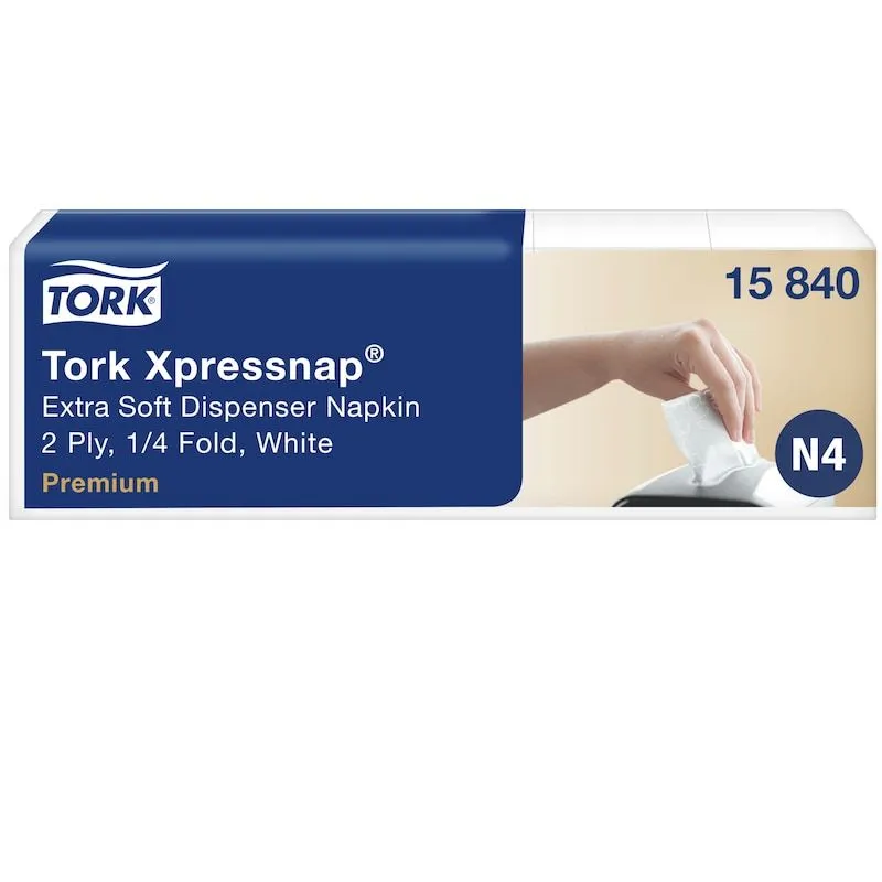 Servietter Tork N4 Xpressnap® Extra Soft Premium 2-lags hvit, 4-fold - (8 pakker x 500 stk. per kartong)