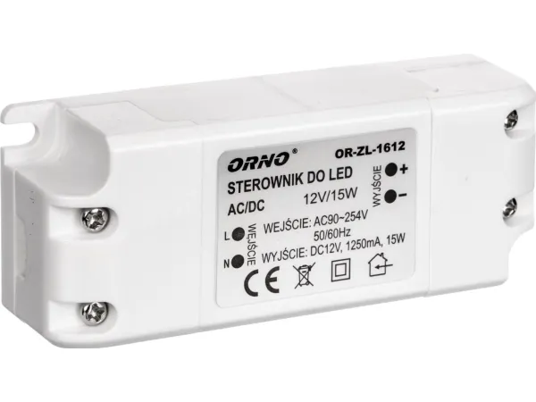 Orno LED-strømforsyning 12V DC 15W 1,25A IP20 (OR-ZL-1612)