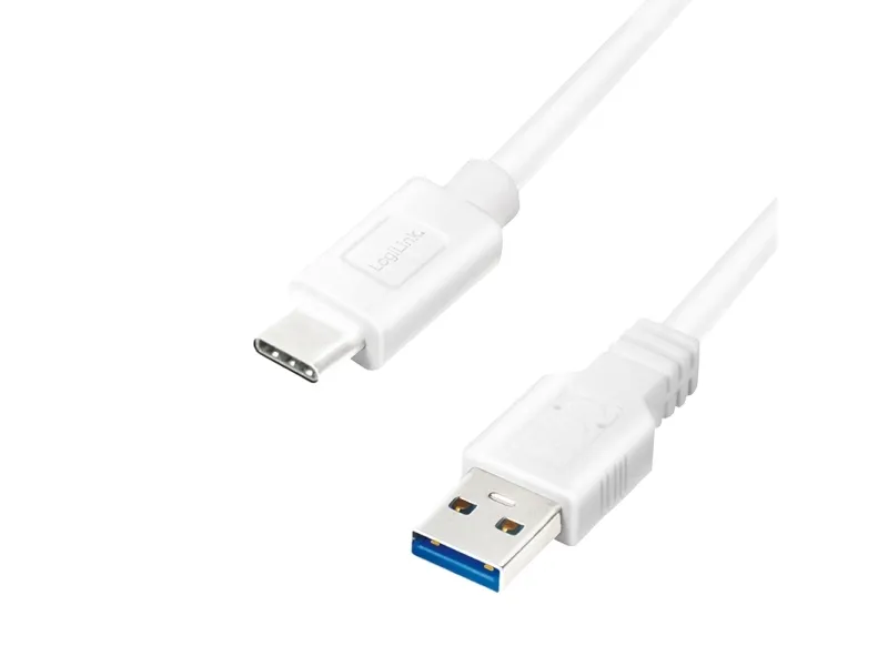 LogiLink CU0176, 2 m, USB A, USB C, USB 3.2 Gen 1 (3.1 Gen 1), Hvit