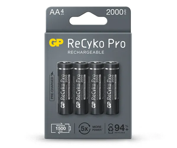 GP Batteries B22204, Oppladbart batteri, AA, Nikkelmetallhydrid (NiMH), 1,2 V, 4 stykker, 2000 mAh