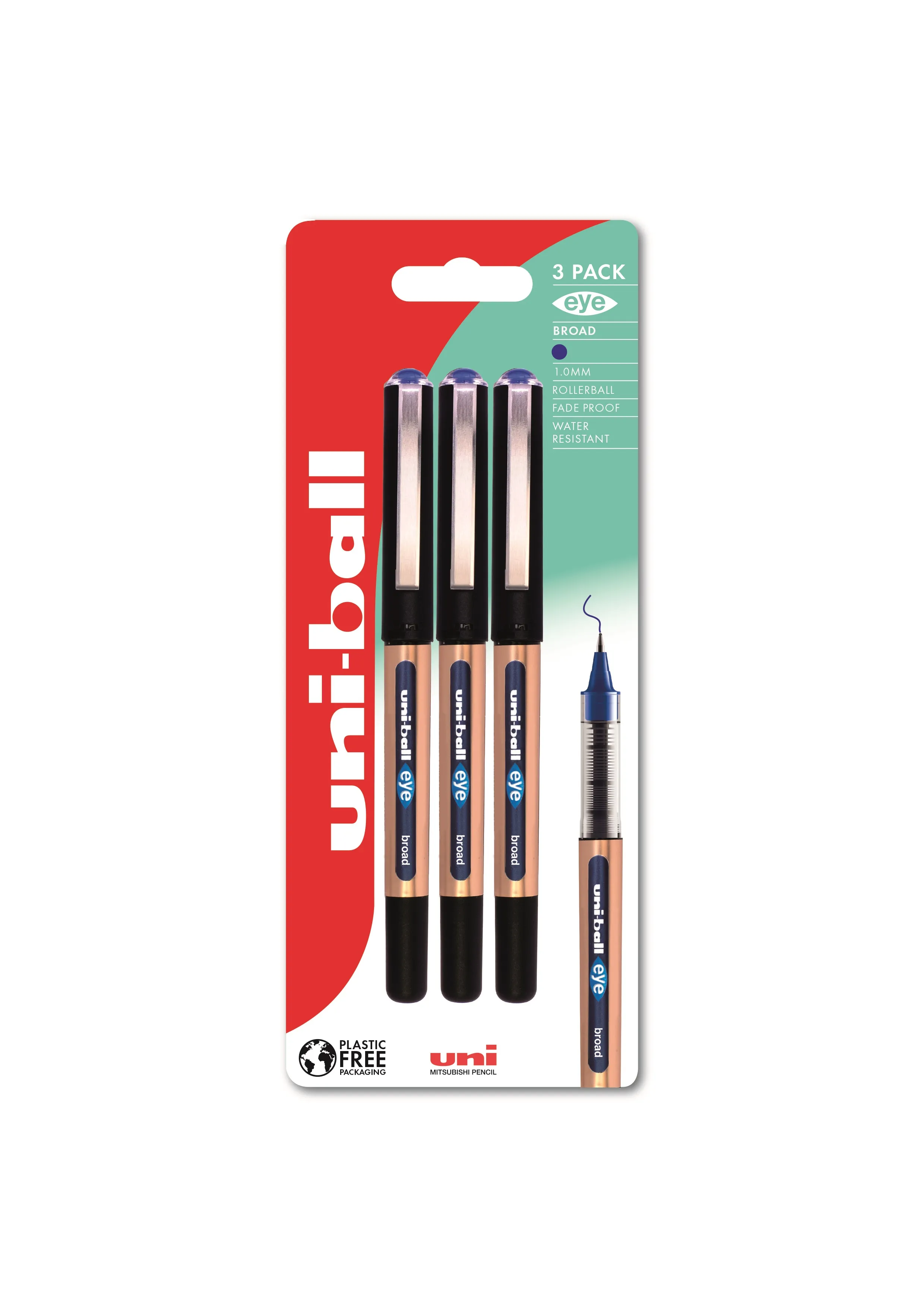 Uni-ball eye 150-Broad - 3 stk blå Rollerpenne stregbredde 1,0mm Broad