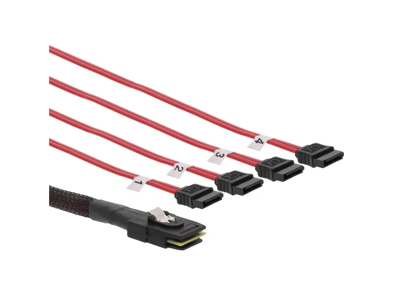 InLine 27610C, 0,5 m, Mini SAS SFF-8087 male, 4x SATA, Hankjønn/hankjønn, Rød, 35 g