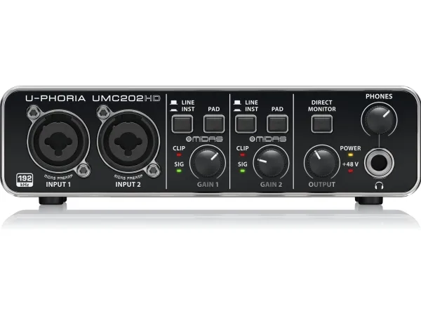 Behringer UMC202HD, Desktop, Sort, Metall, USB, -4 dBu, 24-bit/192kHz