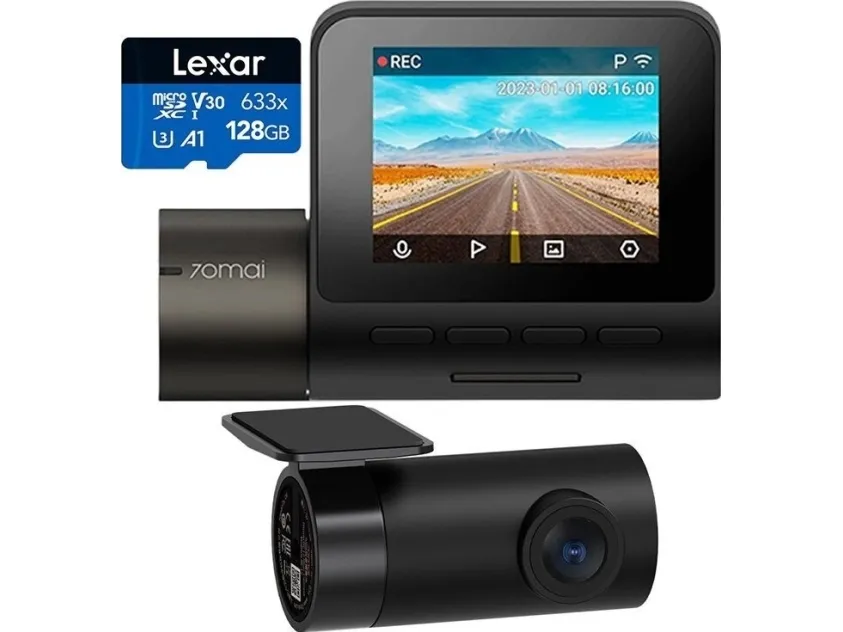 Dashcam 70mai A200 HDR + bak-kamera RC11 + Lexar 128GB-kort