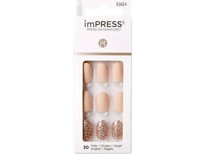 KISS imPRESS Press-On Manicure Evanesis Short Square with PureFit Technology - 30 False Nails