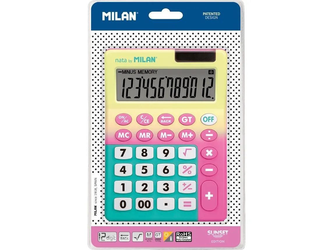 Milan kalkulator 12 posisjoner Sunset gul-rosa MILAN