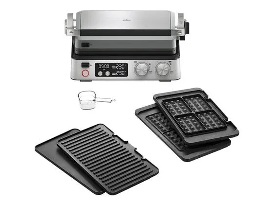 Braun MultiGrill 7, Sort, Rustfritt stål, Rektangulær, Knapper, Rotasjon, 667 cm², 290 x 230 mm, Støpt aluminium