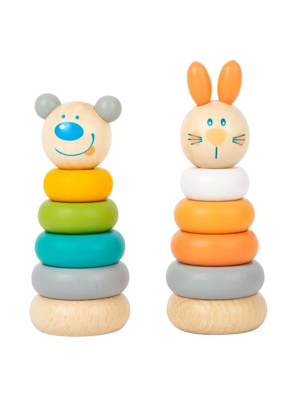 Small Foot - Wooden Stacking Tower Animal Pastel