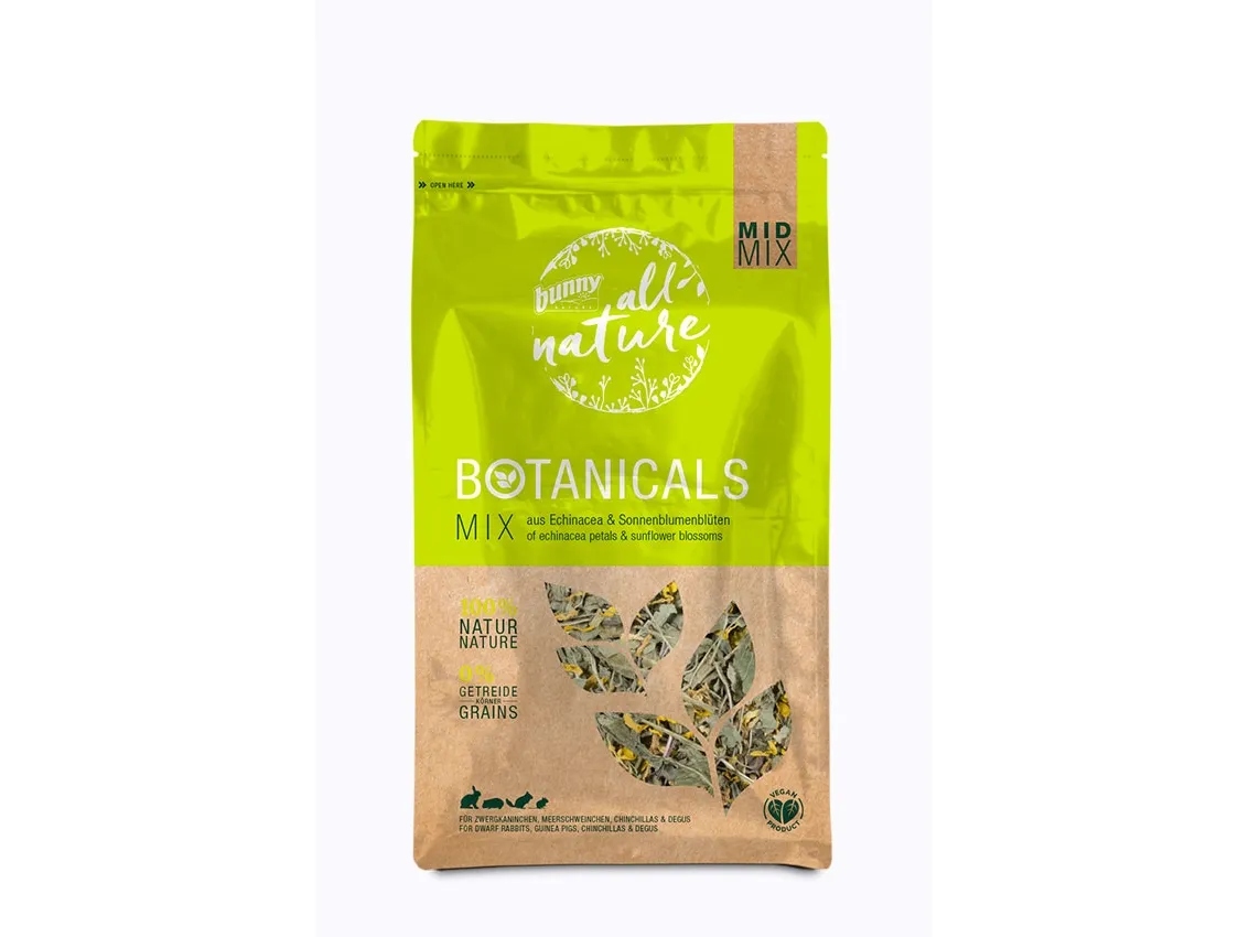 Bunny Nature Botanicals Mid Mix, Flak, 140 g, Chinchilla, Degu, Guinea gris, Kanin