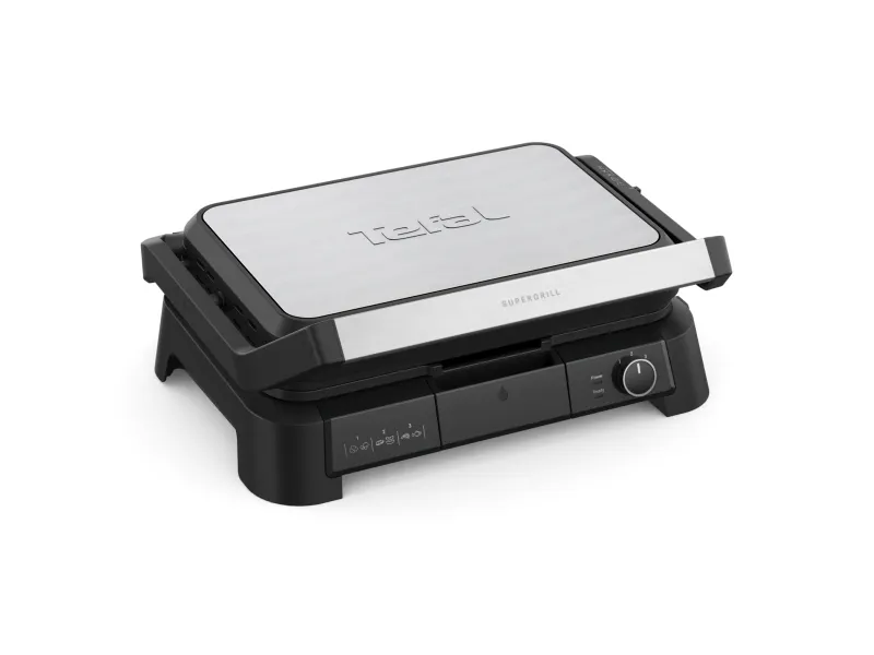 Tefal SuperGrill 3-in-1 XL GC520DE0, Svart, Rustfritt stål, Termoplast, Rektangulær, Rotasjon, Grid, 800 cm²