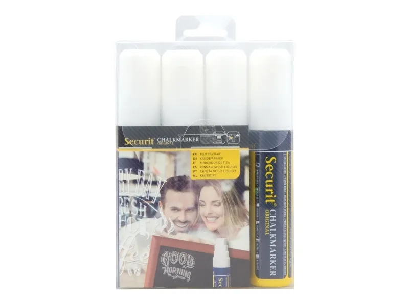 Securit® original kridtmarker sæt med fire i hvid - (12 stk.)