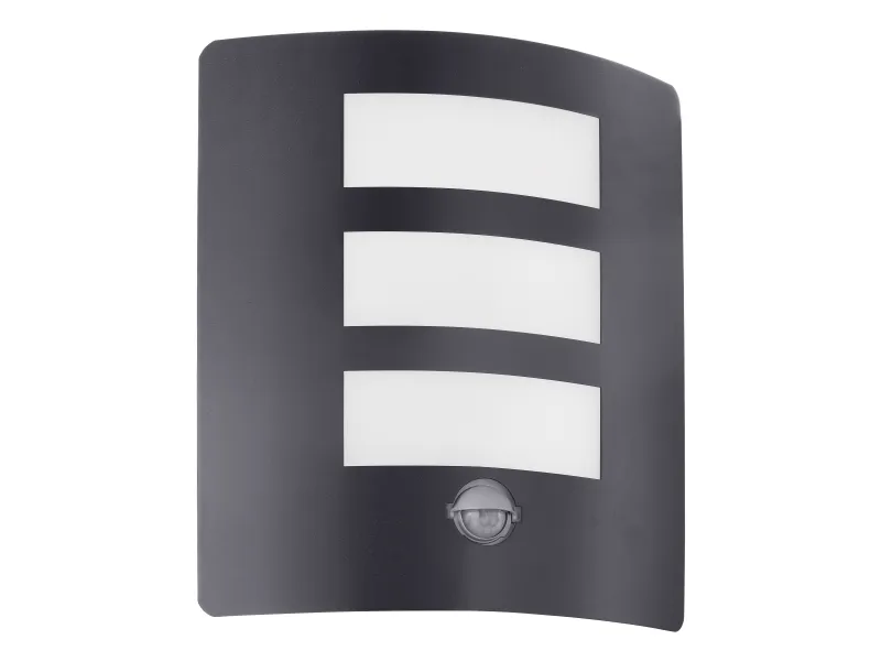 EGLO RASCINO-E utendørs vegglampe L235 E27 sensor IP44 sort