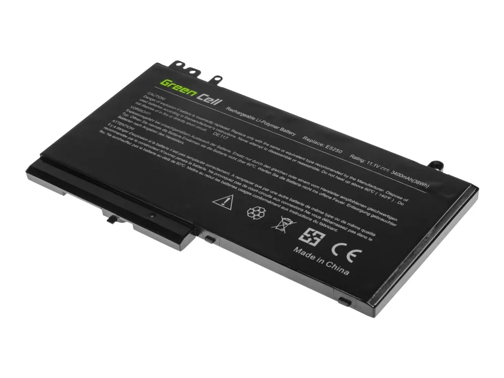 Green Cell - Batteri til bærbar PC (tilsvarer: Dell RYXXH) - litiumpolymer - 4-cellers - 3400 mAh - svart - for Dell Latitude 3150, 3160, E5250, E5270