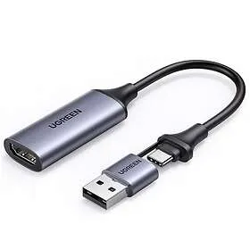 Ugreen CM489 40189 HDMI-adapter (hun) - USB-A / USB-C (hann) - grå
