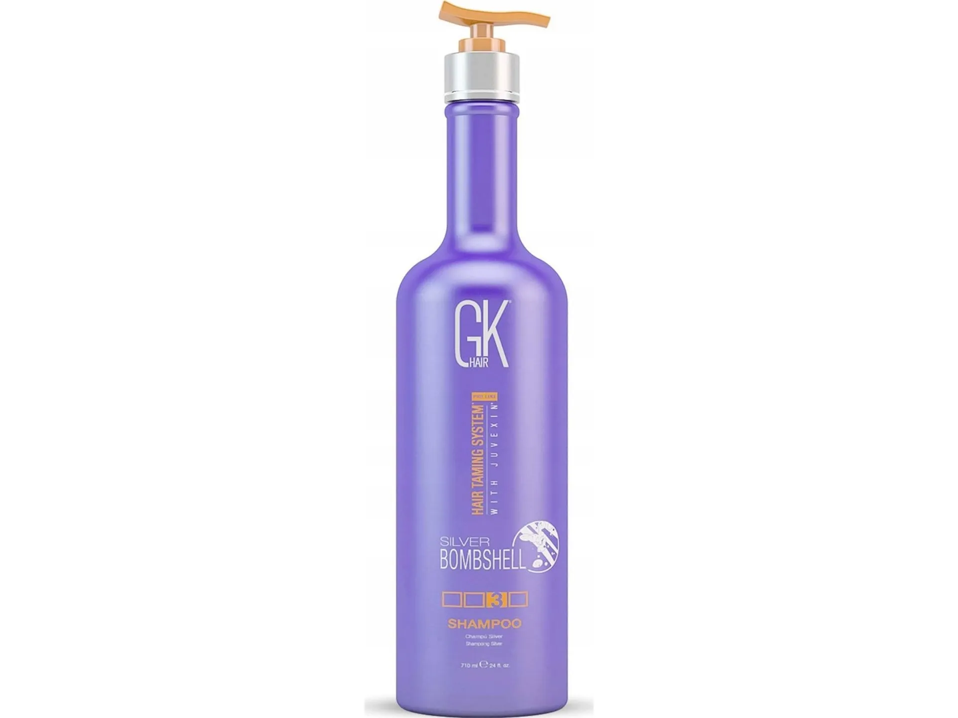 GK HAIR (Global Keratin) Global Keratin, Silver Bombshell, Hårsjampo, For nøytralisering av gule toner, 710 ml for kvinner
